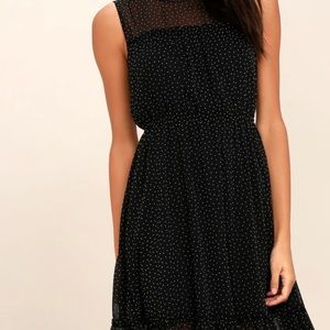 Lulus Afternoon Stroll Black Polka Dot Midi Dress